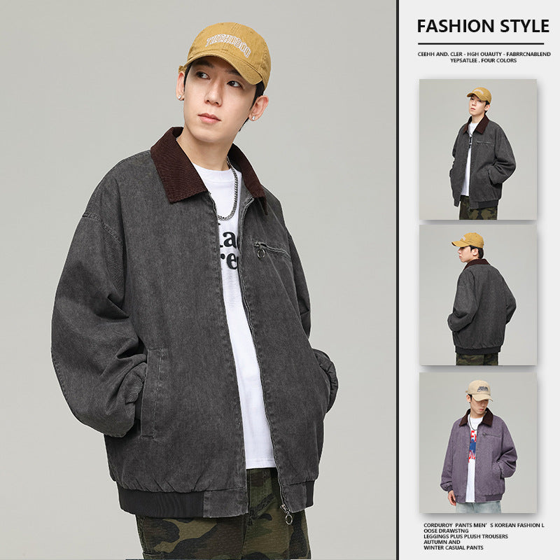 Japanese Men's Tooling Jacket Men's Autumn Vintage Mountain Lapel Top All-match Casual Jacket Men's Wear