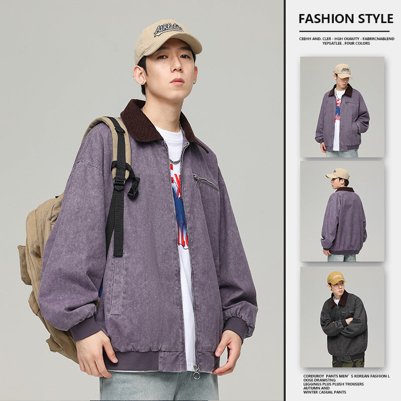 Japanese Men's Tooling Jacket Men's Autumn Vintage Mountain Lapel Top All-match Casual Jacket Men's Wear