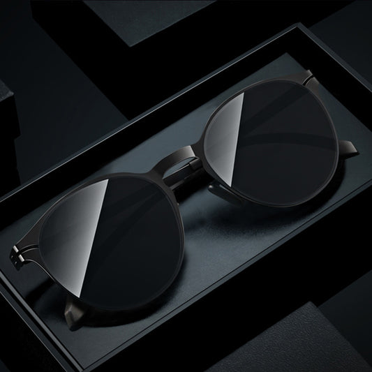 Metal Stainless Steel Nylon Round Glasses Fashion Hip Hop Steel Skin Super Clear Sunglasses Men's Sunglasses