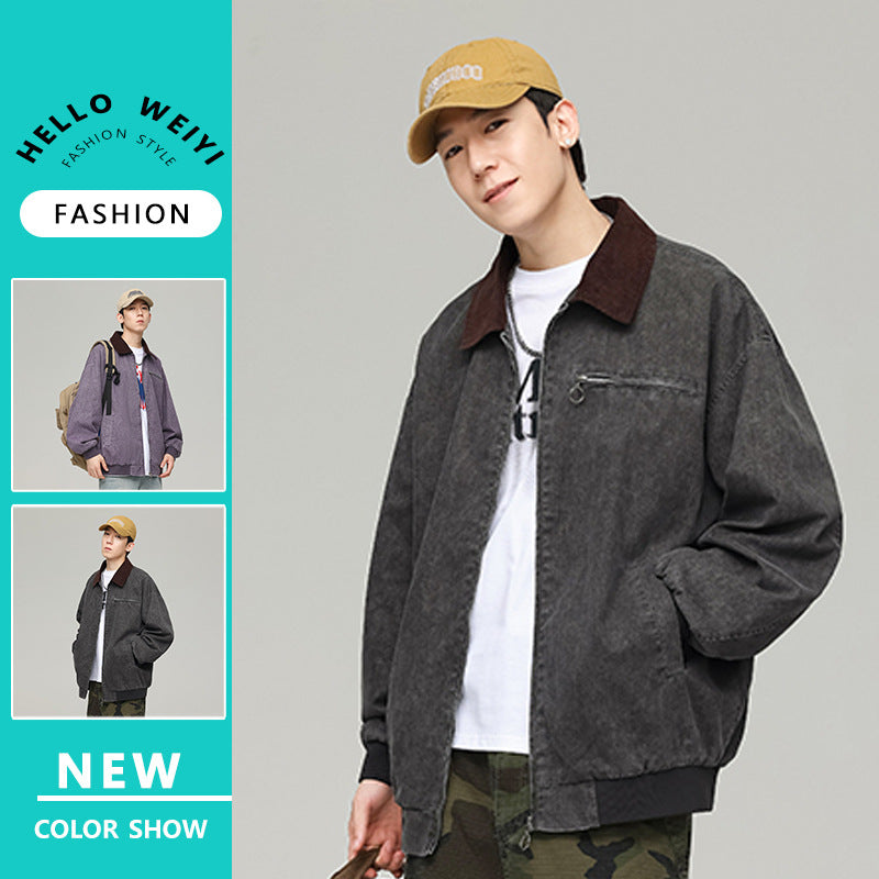 Japanese Men's Tooling Jacket Men's Autumn Vintage Mountain Lapel Top All-match Casual Jacket Men's Wear