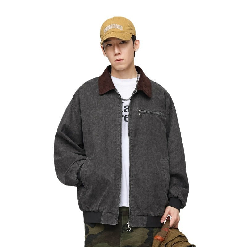 Japanese Men's Tooling Jacket Men's Autumn Vintage Mountain Lapel Top All-match Casual Jacket Men's Wear