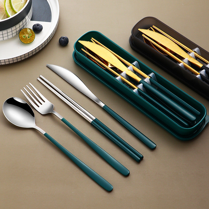 Stainless Steel Tableware Four-Piece Set Portable (Knife Fork Spoon Chopsticks)