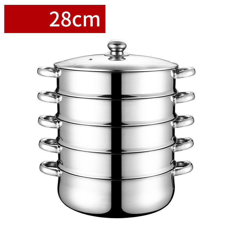 Deepen Stainless Steel Five-layer Cooking Pot With Large Capacity