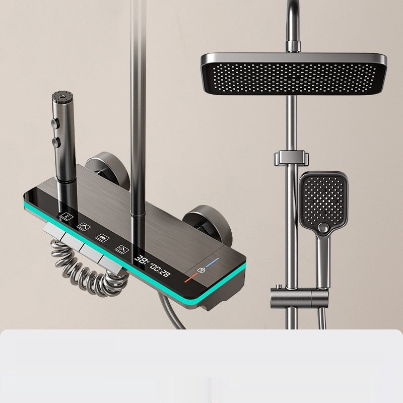 Home Bathroom Booster Gun Gray Constant Temperature Shower Head Set