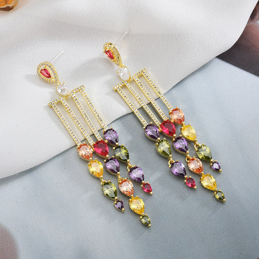 Colorful Micro-set Zircon Earrings