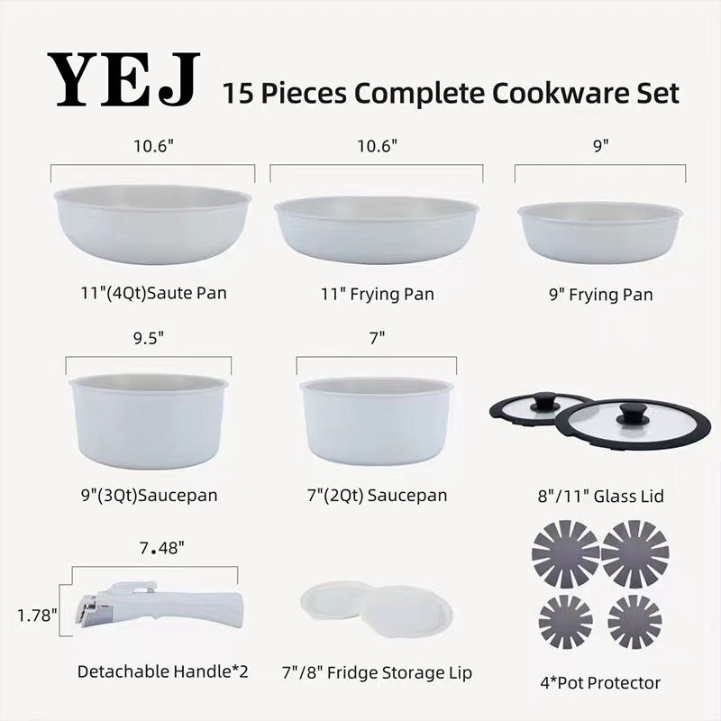 Removable Non-stick Braising Frying Pan Medical Stone Pot Set 15-piece Set