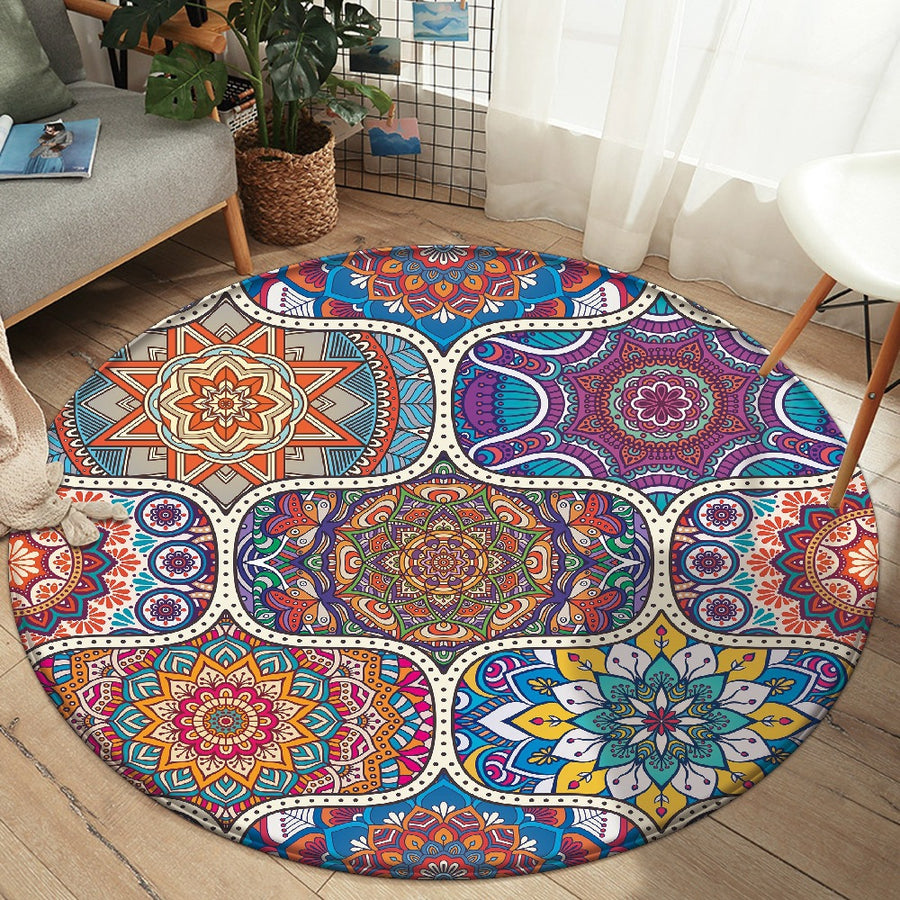 Flannel Carpet Mandala Printed Round