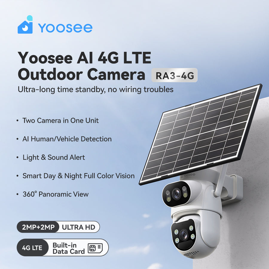 Yoosee 4G LTE AOV Battery Outdoor PTZ Camera With Solar Panel 2.5K