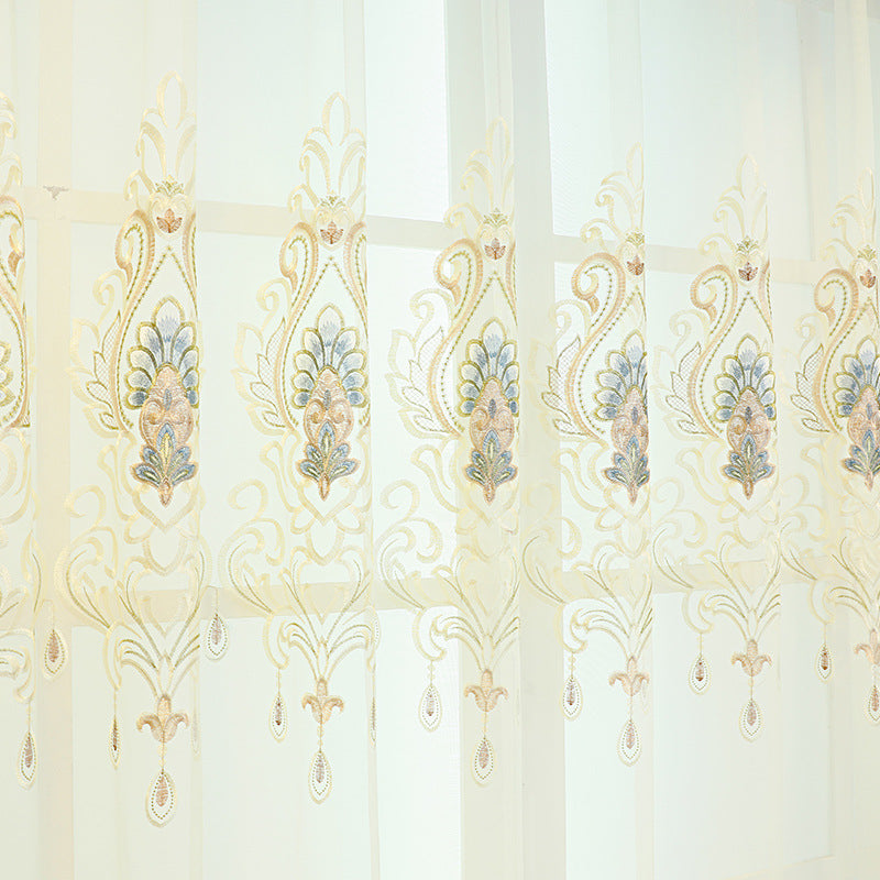 High-end Curtain European Style Hollow Flower Embroidery Living Room