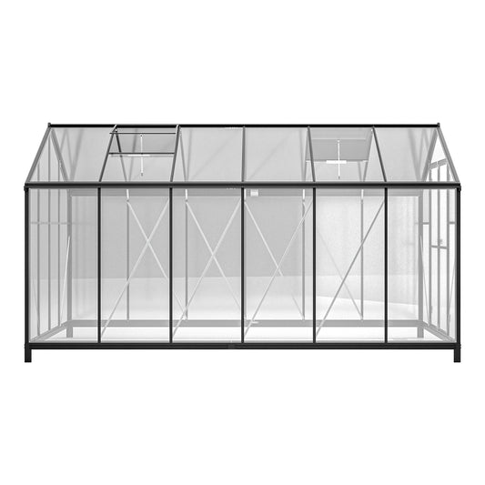 8' X 12' Outdoor Greenhouse, Heavy Duty Polycarbonate Greenhouse, Large Walk-in Greenhouse With Double Doors And Two Ventilation Windows, Aluminum Greenhouse For Outdoor Greenhouse Garden Backyard