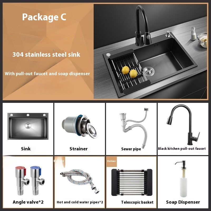 Manual Thickened Sink Kitchen Nano 304 Stainless Steel Sink