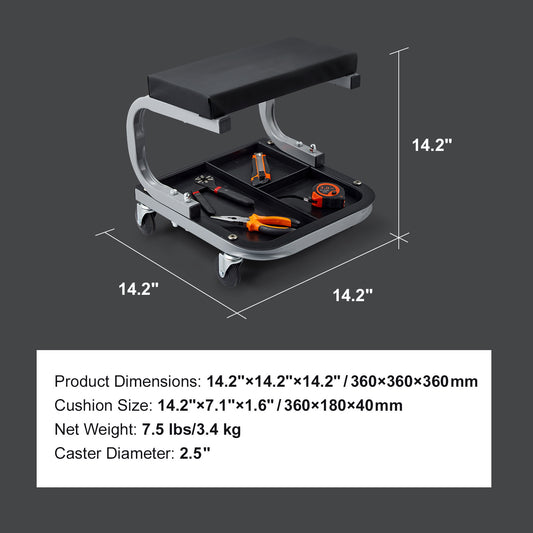 VEVOR Mechanics Garage Stool 250 LBS Mechanic Creeper Seat Under Car Tool Tray