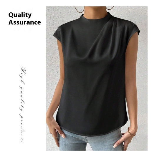 Artificial Silk Summer Round Neck Outerwear Top