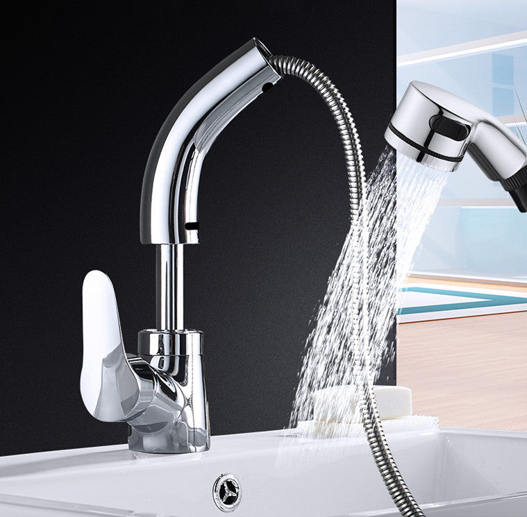 All-copper Pull-out Hot And Cold Face Wash Faucet
