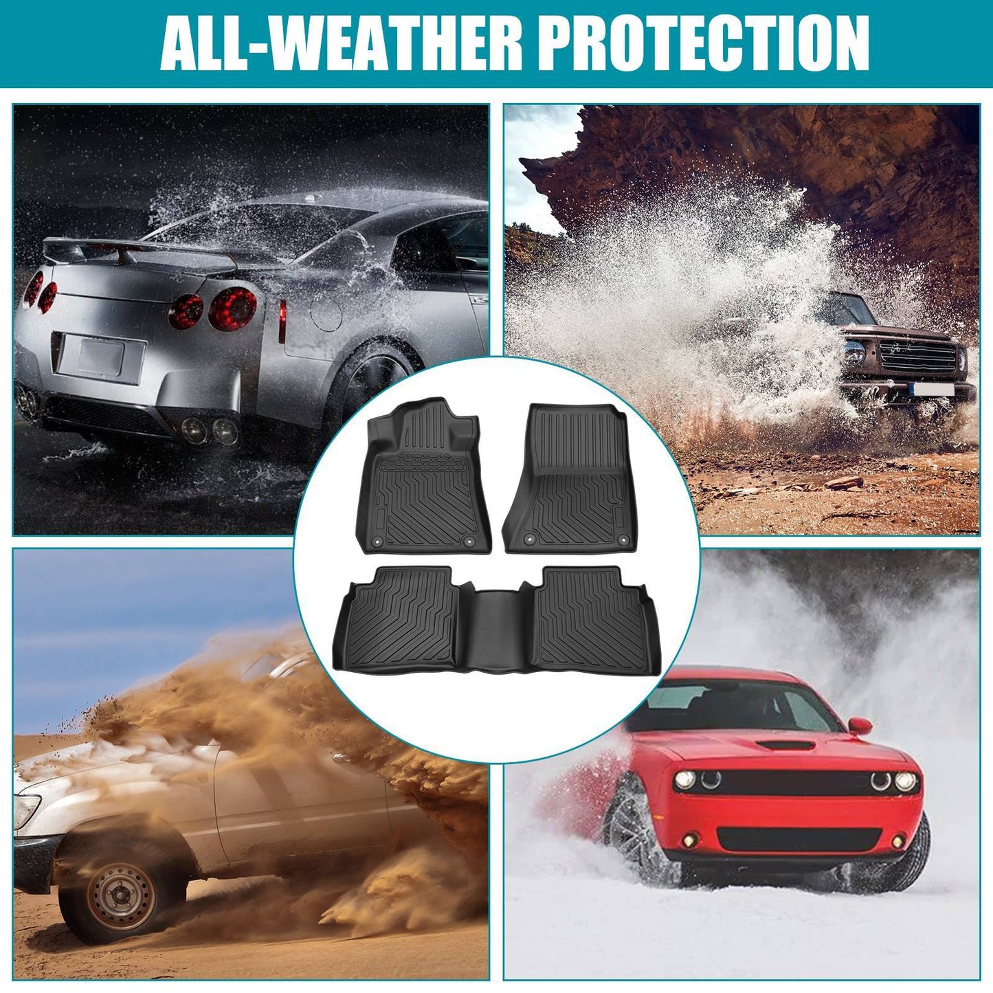 TPE Rubber All-weather 2 Row Floor Mat Liner Set For 2019-2024 Altima