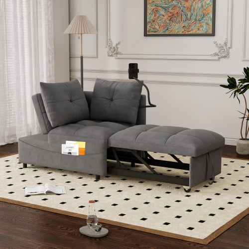 1 Versatile Foldable Sofa Bed In 3 Lengths, Modern Sofa Sofa Sofa Velvet Pull-out Bed, Loveseat Sofa Adjustable Back And With USB Port And Swivel Phone Stand