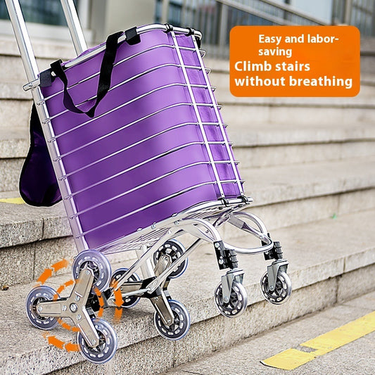 Stair Climbing Stainless Steel Trolley Folding Household Shopping Cart