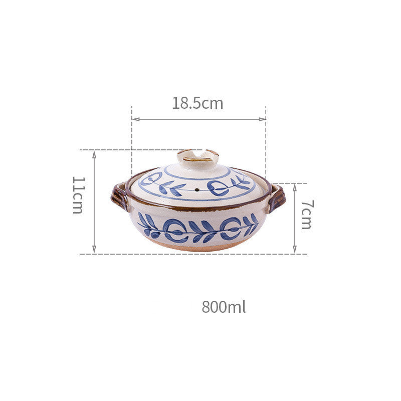 Vintage Hand Painted Japanese Soup Stone Pot