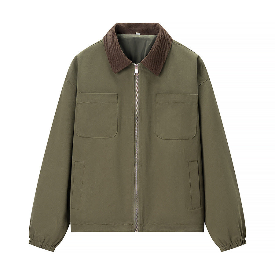 Women's Casual Zipper Short Jacket Coat Lapel Fashion Jacket