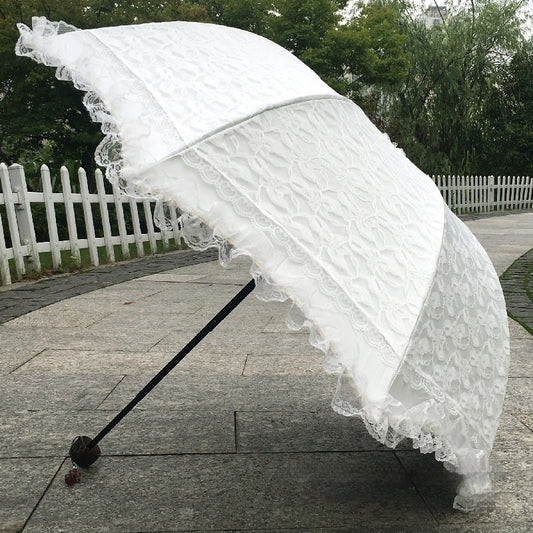 Sun Umbrella UV-proof Lace Black Glue Zero Transparent Three Folding Sun Umbrella