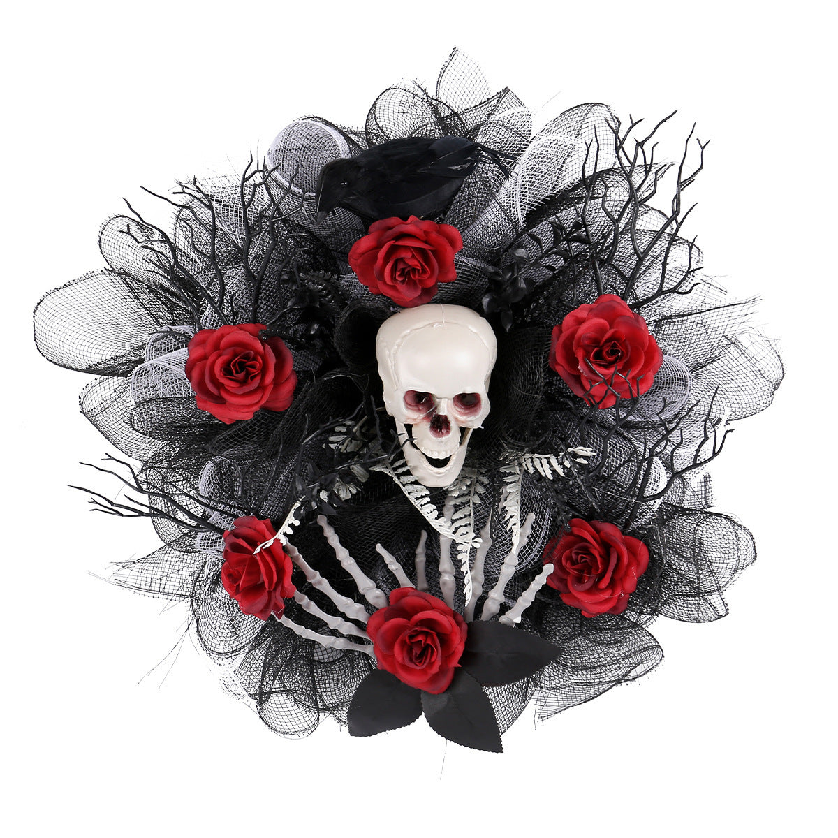 Halloween Red Rose Skull