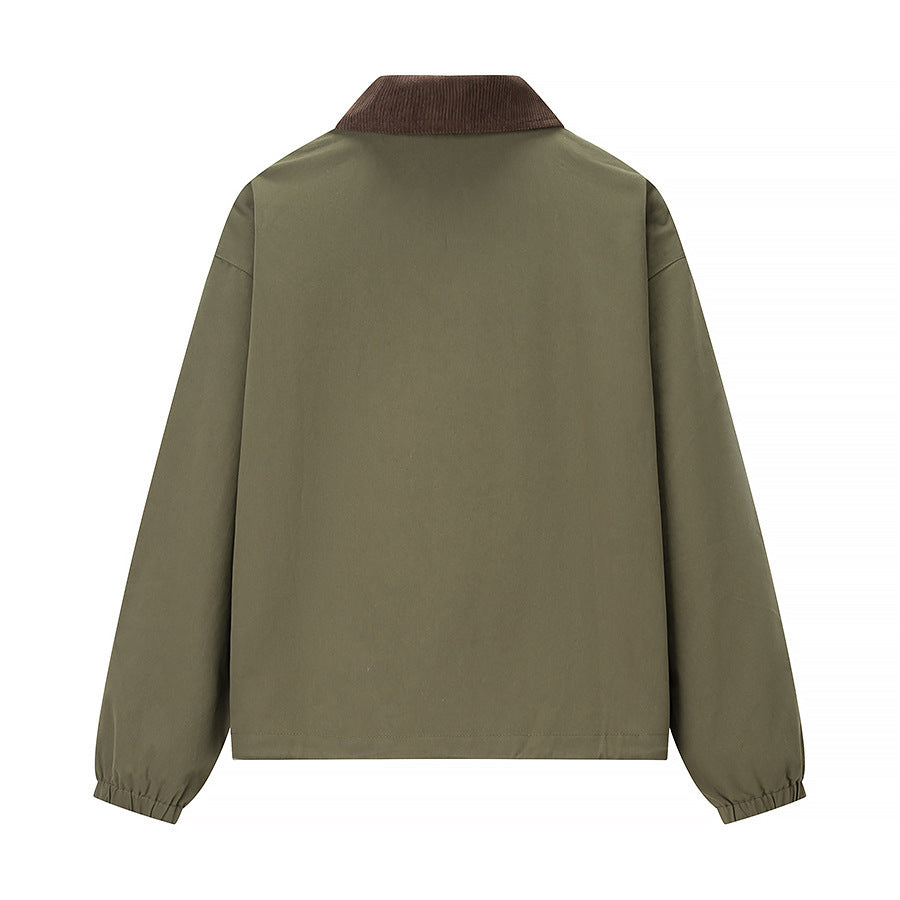 Women's Casual Zipper Short Jacket Coat Lapel Fashion Jacket