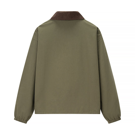 Women's Casual Zipper Short Jacket Coat Lapel Fashion Jacket