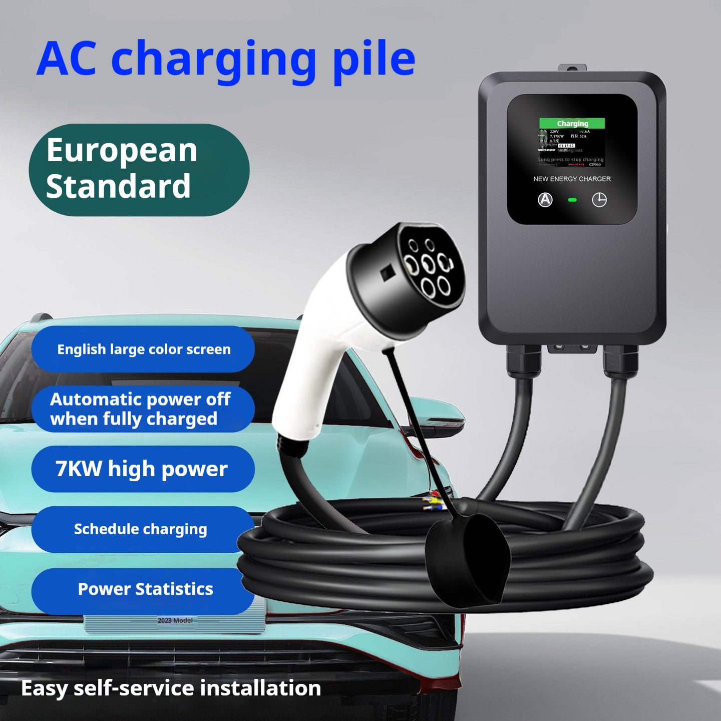 Charger 7KW AC Charging Pile GBT New Energy Electric Vehicle Universal Device