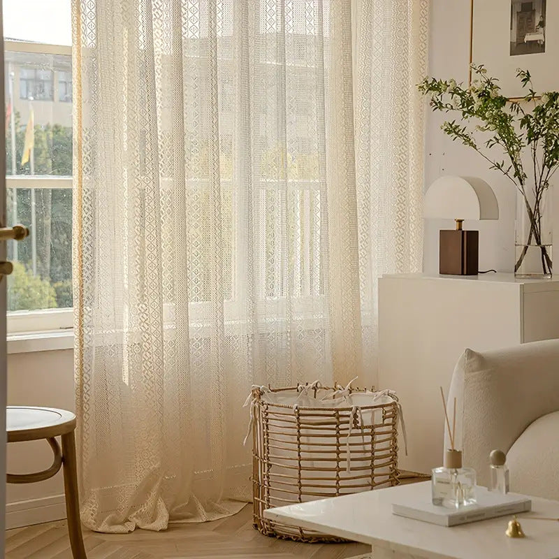 Lace Transparent Window Screen Fabric Curtain