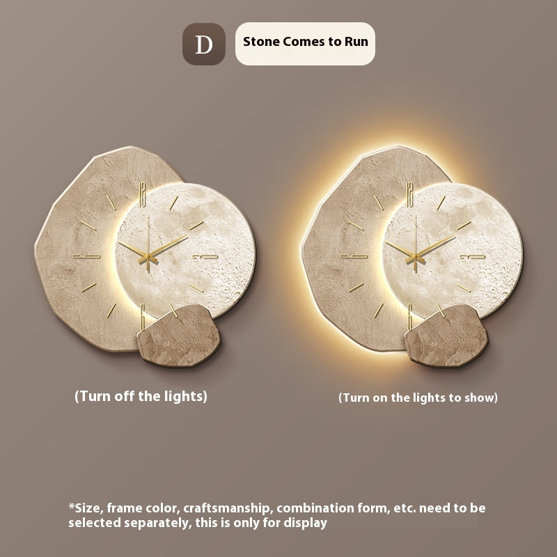 Stone Brings Luck Restaurant Clock Wall Modern Simple