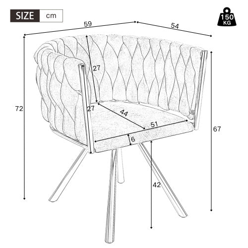 Velvet Dining Chair, Single Light Luxury Living Room Bedroom Swivel Chair, Leisure Swivel Chair With Four Metal Support Legs