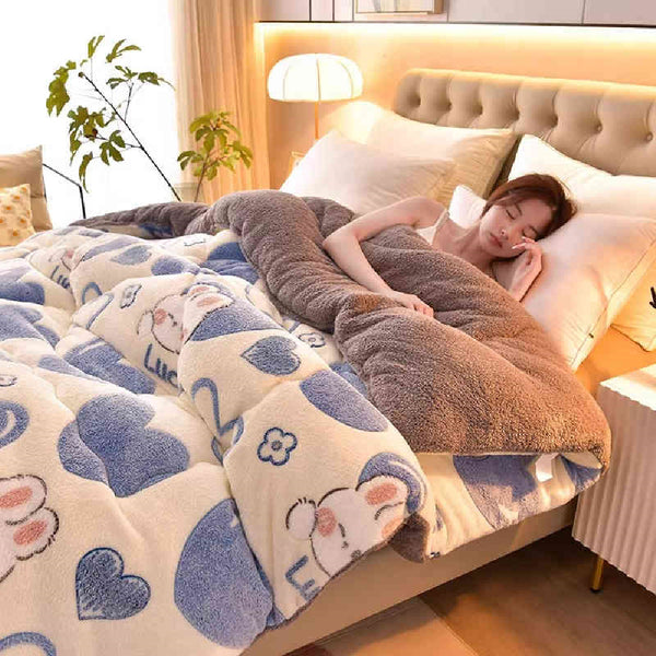 Winter blanket made of thick and warm lamb wool for one person