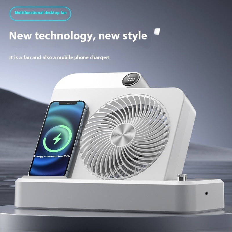 Desktop Mobile Phone Wireless Charging Display Folding Fan