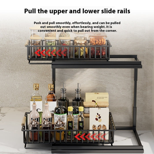 Kitchen Multi-functional Seasoning Rack Pull-out Basket