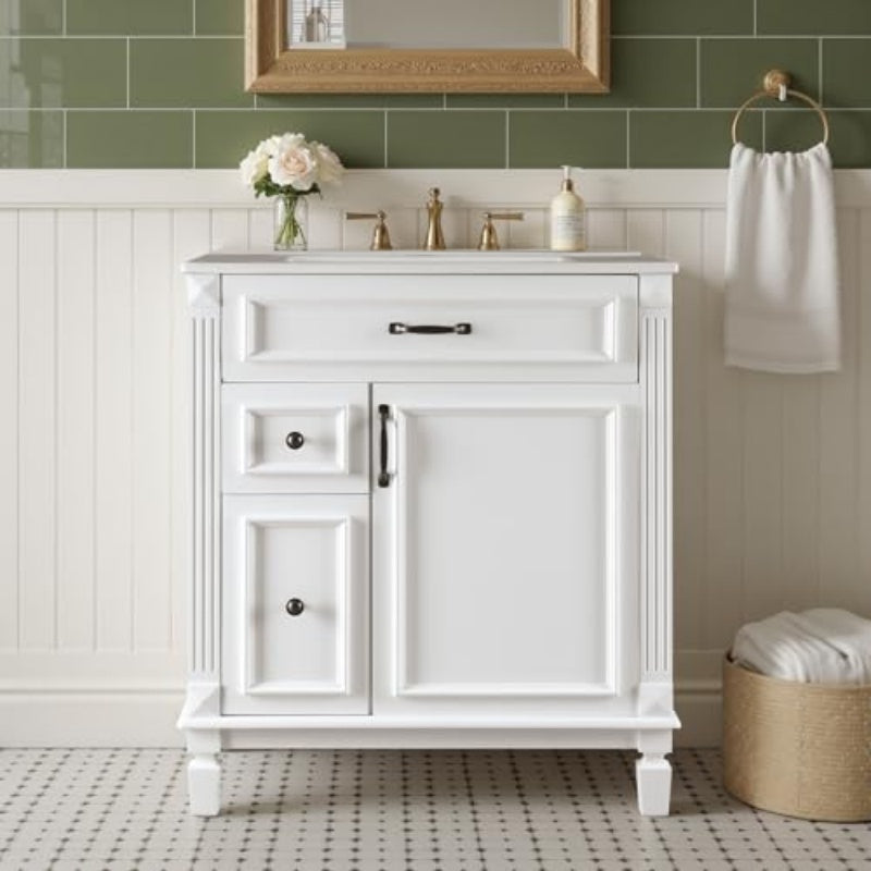 Bathroom Dressing Table With Basin, Dressing Table Sink Cabinet With Door, Independent Bathroom Storage Cabinet With Sink Set  No Mirror And Faucet