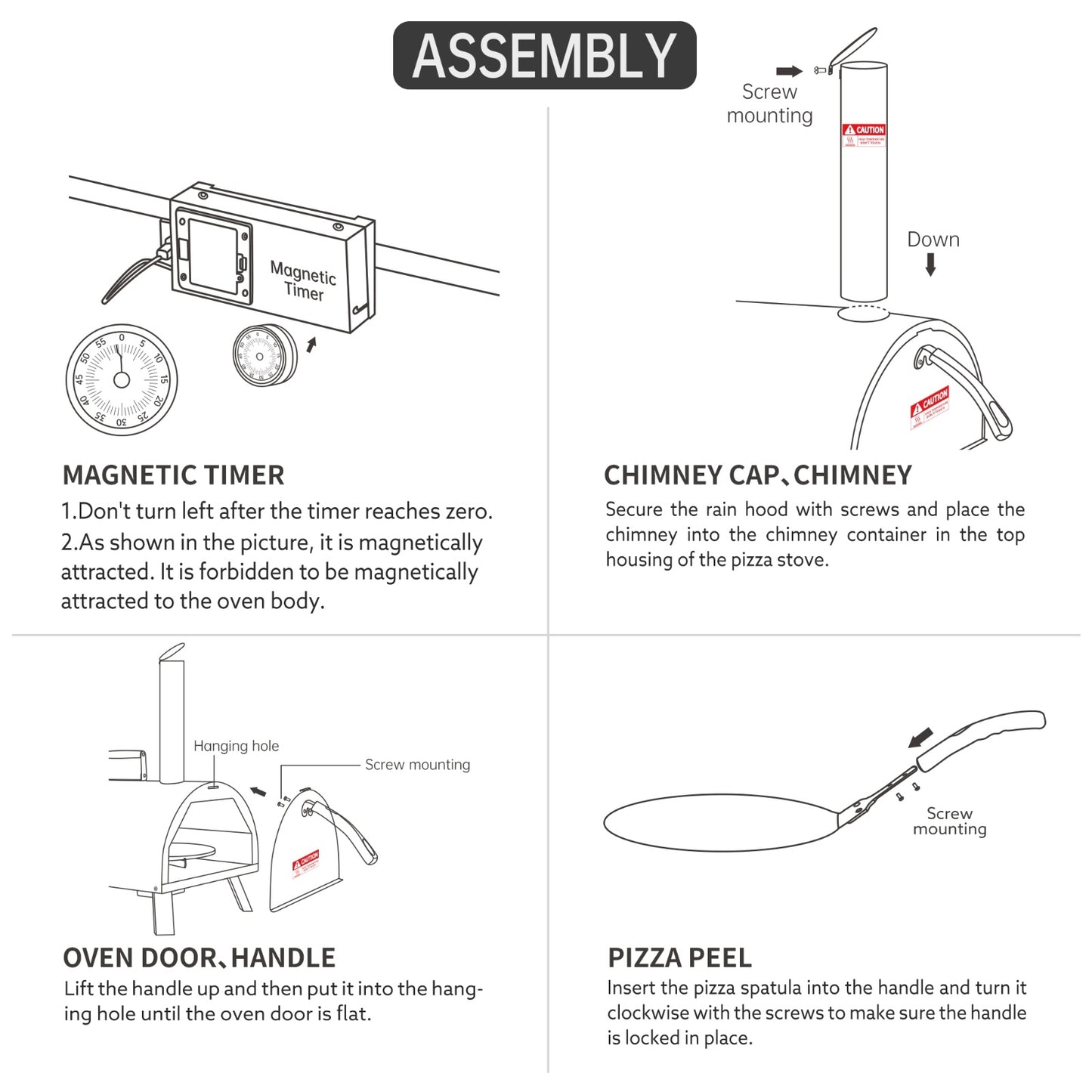 Outdoor 12 Automatic Rotatable Wood Fired Pizza Oven, Stainless Steel Portable