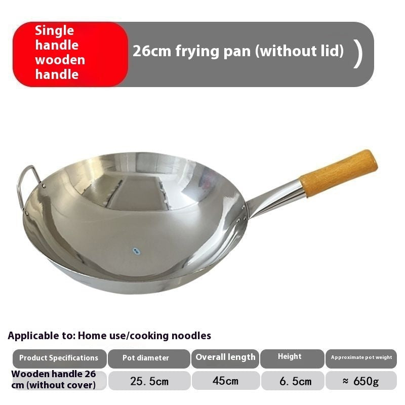 Household Quick-fry Pan Gas Stove Round Bottom Uncoated Wok
