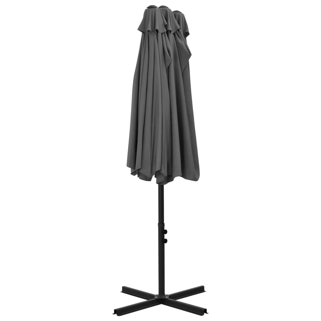 vidaXL Garden Parasol with Aluminum Pole 181.1"x106.3" Anthracite