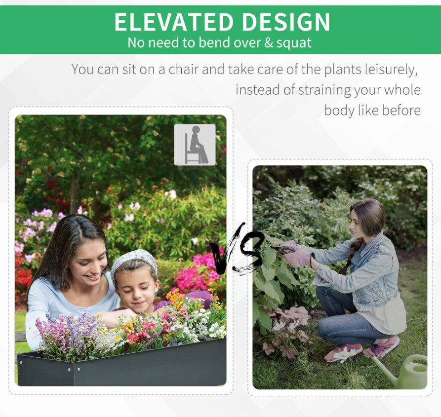 Metal Raised Garden Bed Planter Box 40 X 12 X 32 Dark Grey Durable Outdoor Gardening Solution