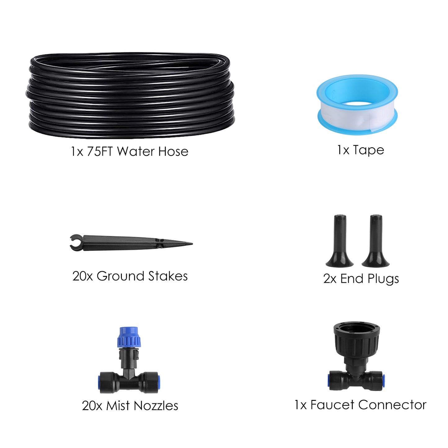 75FT Mist Drip Irrigation System With Adjustable Misting Nozzle Quick Connect Automatic Garden Watering System For Garden Lawn Patio Flower Bed