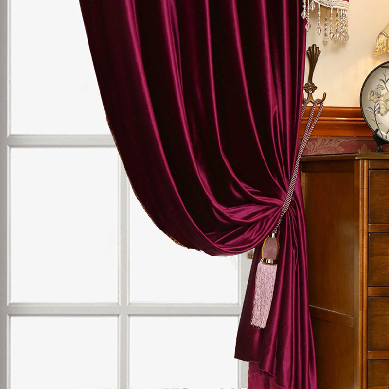 Luxury Festive Velvet Red Bedroom, Living Room, Water Wave Curtains, Wedding Room, Blackout Curtains