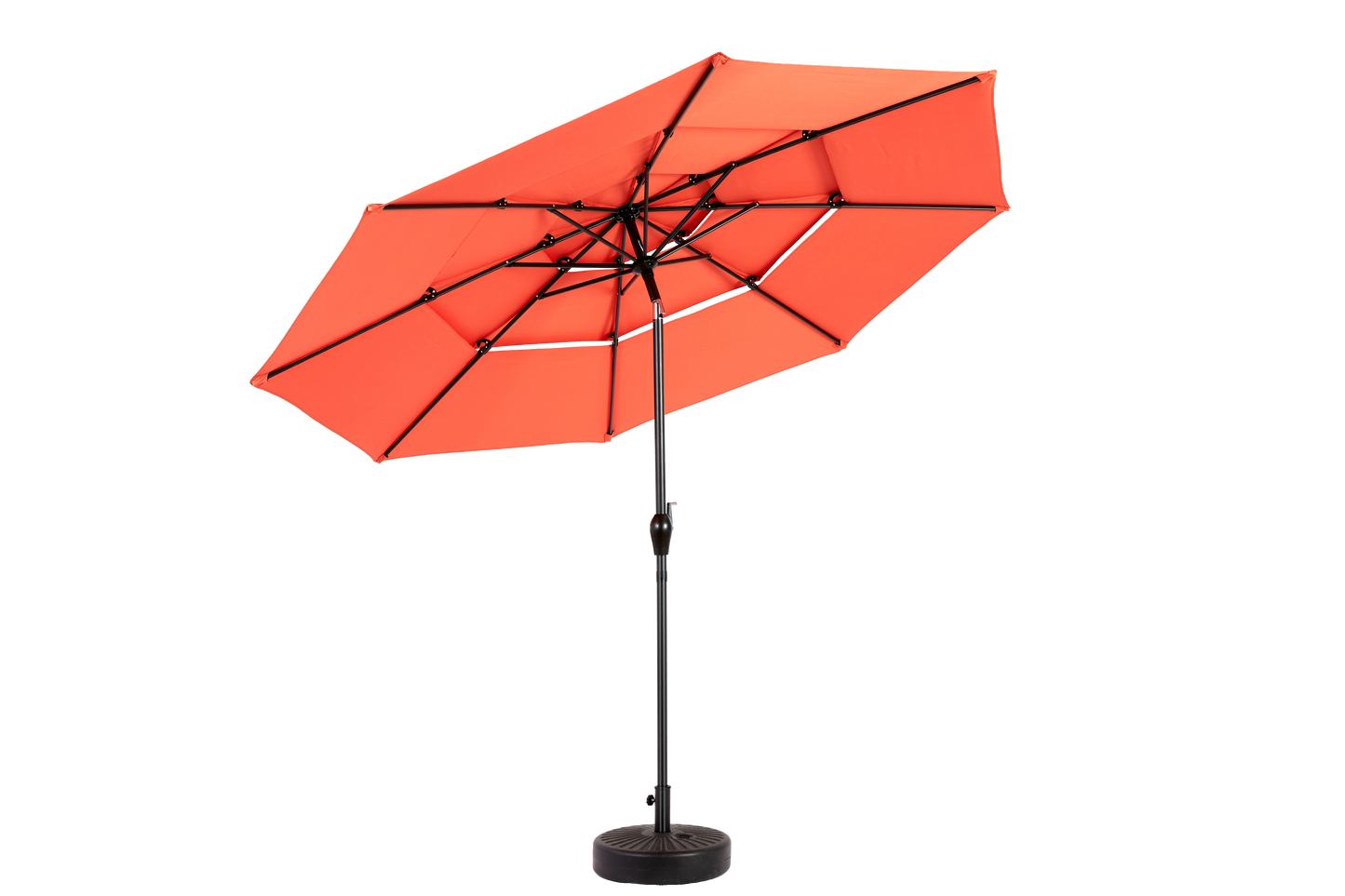 Aluminium 10ft 3 Tier Auto-tilt Umbrella ,Outdoor Patio Umbrella - Market Table Pool Deck Umbrella  Base Not Included    -  Orange