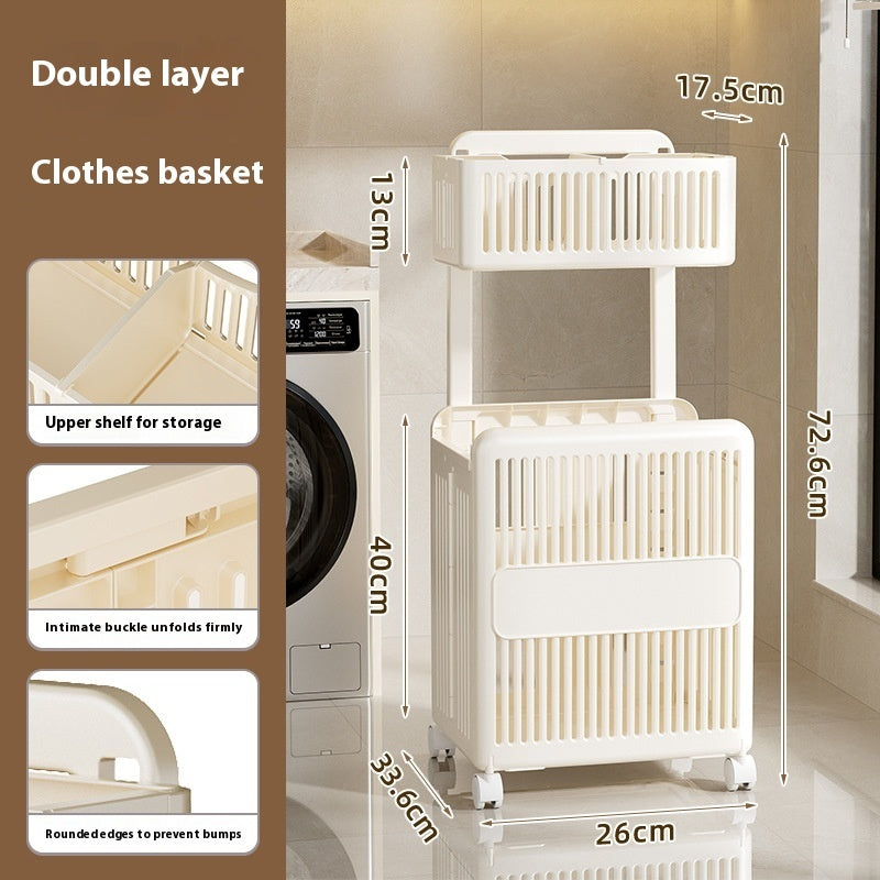 Household Toilet Laundry Baskets Double-layer Large Capacity Foldable Laundry Basket