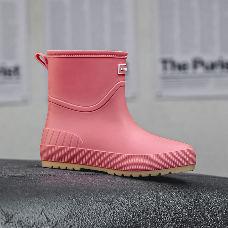 Mid-calf Women's Stylish Water Shoes Outdoor Non-slip Adult Rain Boots