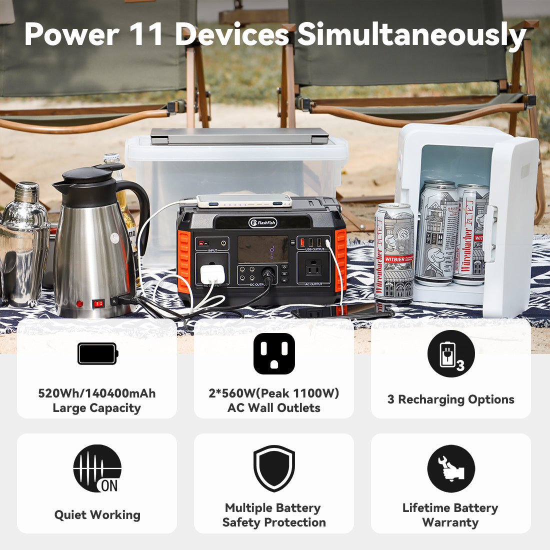 Outdoor Mobile Power Supply 500W Large Capacity 220V Solar Portable