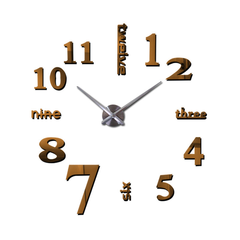 Creative acrylic mirror wall clock DIY stereo hanging