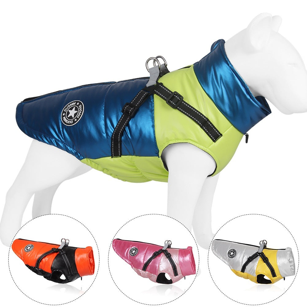 Windproof and warm reflective harness for dogs