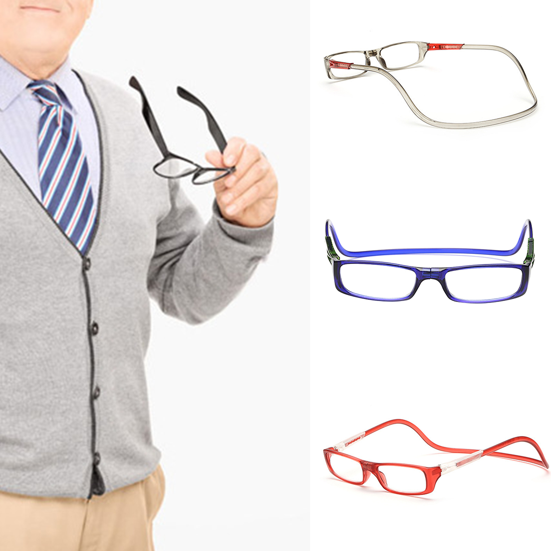 Fashion Juggle Reading Glasses Magnet Folding Convenient Ultra-light Hyperopia Glasses