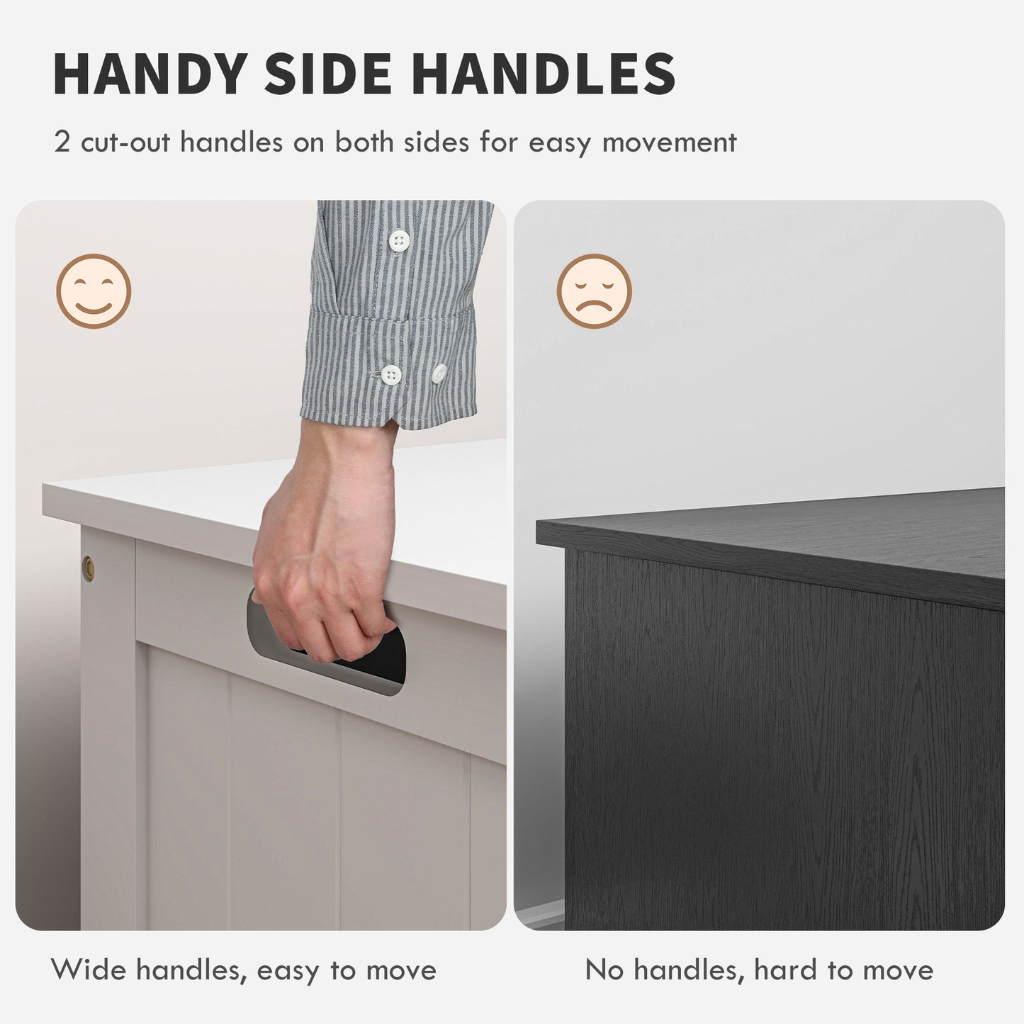 39.4" Storage Trunk w/ 2 Safety Hinges, Wooden Storage Bench w/ Side Handles, Storage Chest for Playroom, White