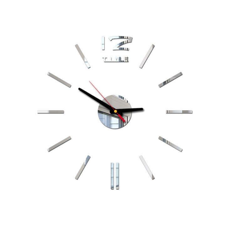 Creative acrylic mirror wall clock DIY stereo hanging